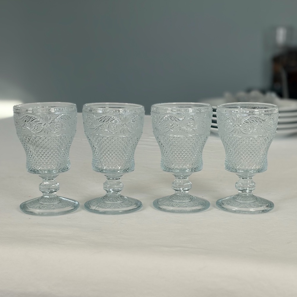 Clear Pressed Glass Goblets - Set of 4 - Picture 2 of 5